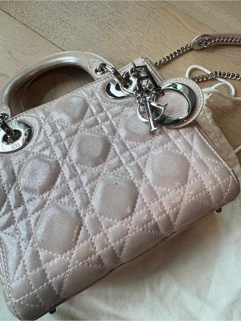 Dior Quilted Metallic Light Pink Crossbody Bag - Picture 3 of 12